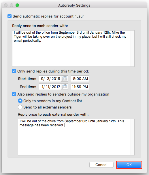 set a time for an email to send in outlook mac